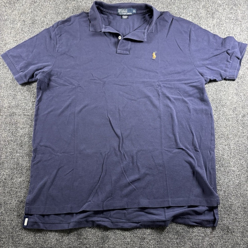 Polo Ralph Lauren Polo Shirt Mens XL Navy Pima Cotton Short Sleeve Flesh Pony